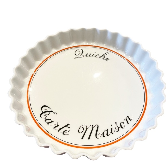 French Pillivuyt Quiche or Tart Dish, 10”  Porcelain Baking Dish - Picture 1 of 4
